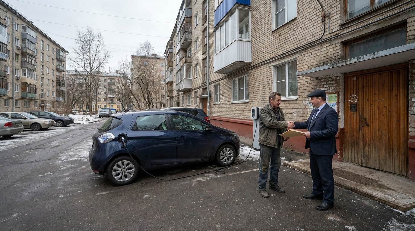 Арендатор и собственник обсуждают согласие на установку зарядной станции у съёмного жилья